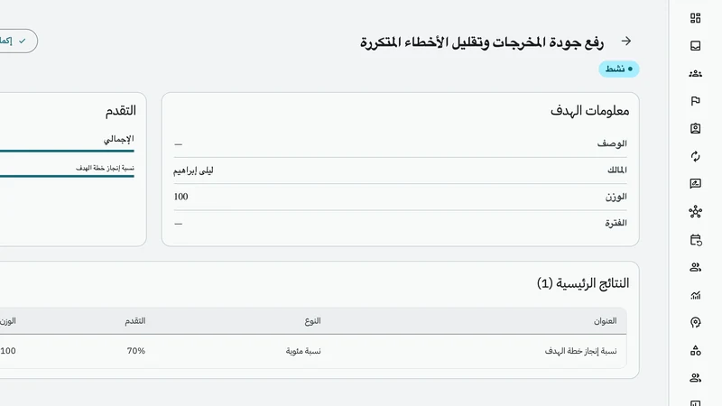 تفاصيل هدف: التقدّم الإجمالي والنتائج الرئيسية
